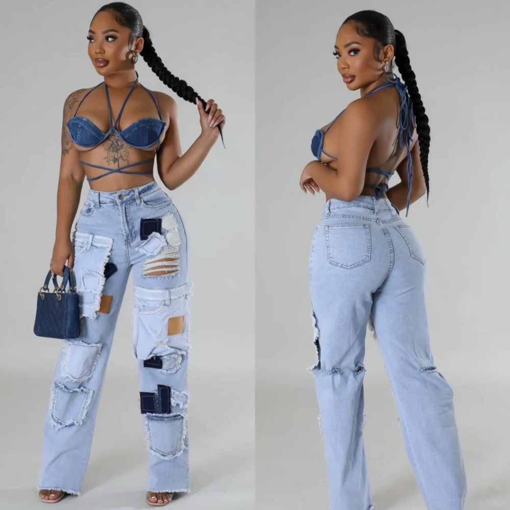 Denim Pants Set